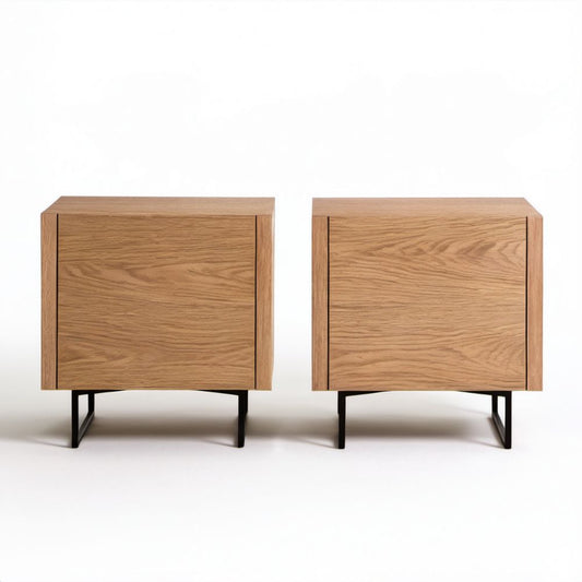 Zestaw 2 szafek nocnych z MDF, dąb naturalny/czarny, 45 × 40 × 55 cm