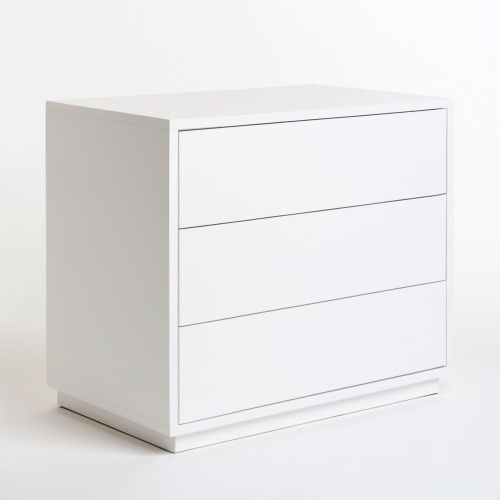 Biała komoda z 3 szufladami z lakierowanej płyty MDF, 70 × 70 × 45 cm