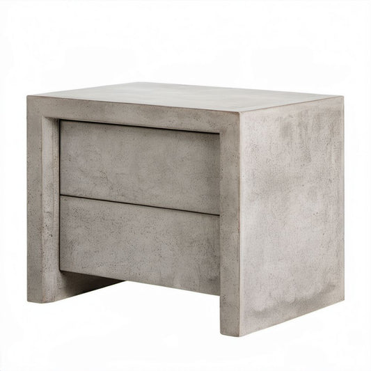Szara betonowa szafka nocna z 2 szufladami, 50 × 50 × 40 cm